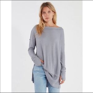 Free People North Shore NWT Oversized Gray Thermal Shirt Medium